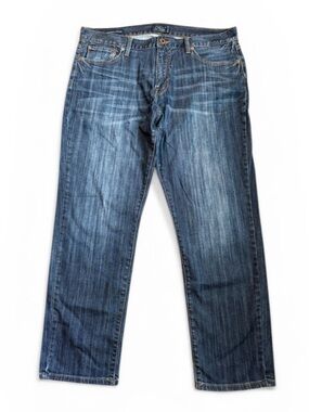 Lucky Brand 221 Original Straight Jeans Men’s 38x30 Dark Blue Distressed